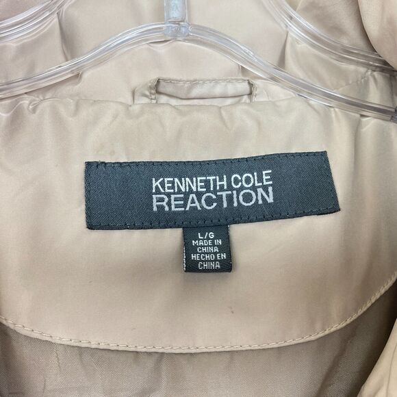 Kenneth Cole Reaction Women's Duck Down Quilted Puffer Jacket Size L Beige Tan - Picture 2 of 10